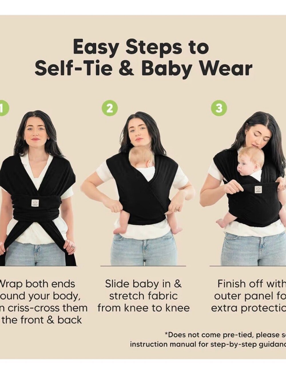 KeaBabies Black Babywearing Shoulder Pad - Soft Comfort Wrap Accessory - Picture 5 of 5